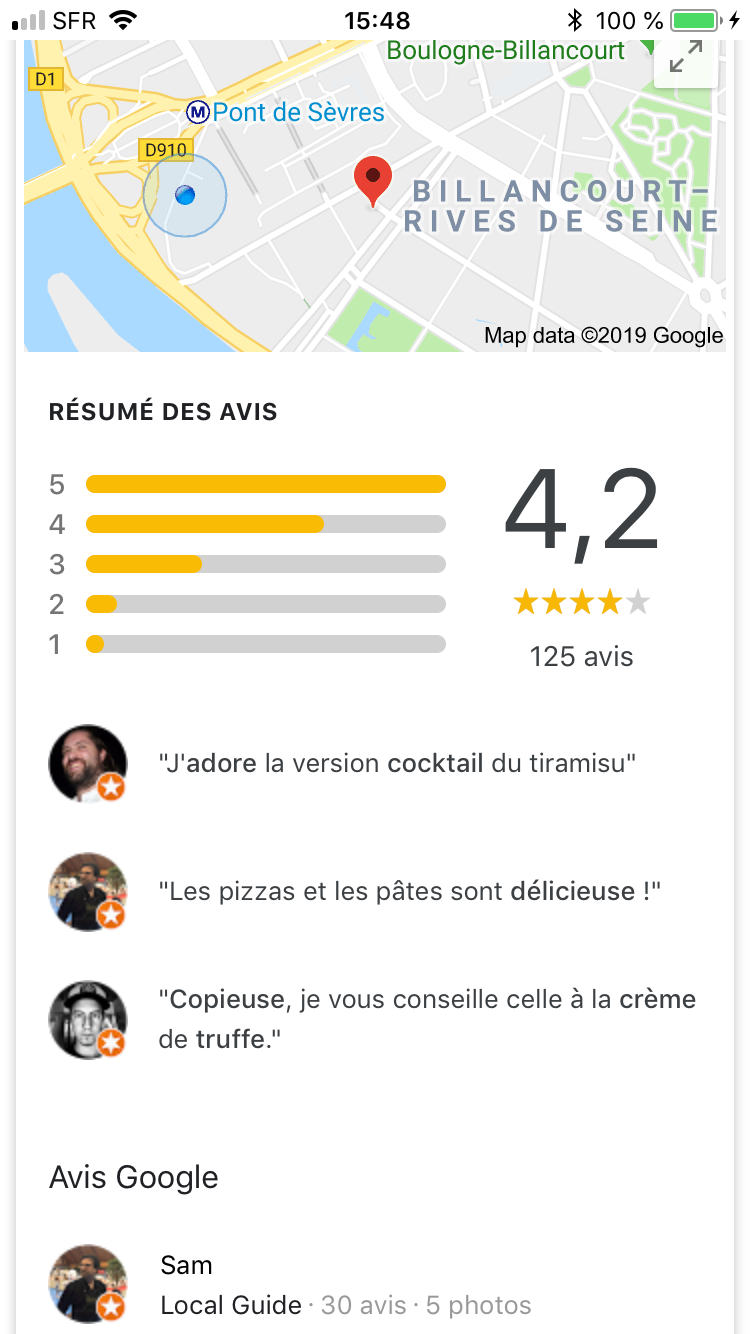 avis sur google