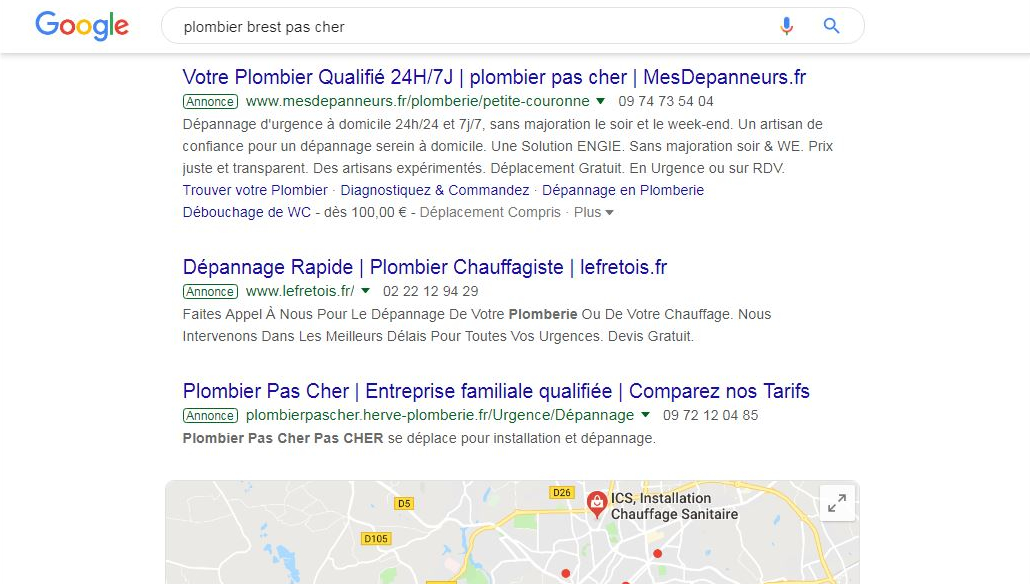 Résultat annonces payantes Google