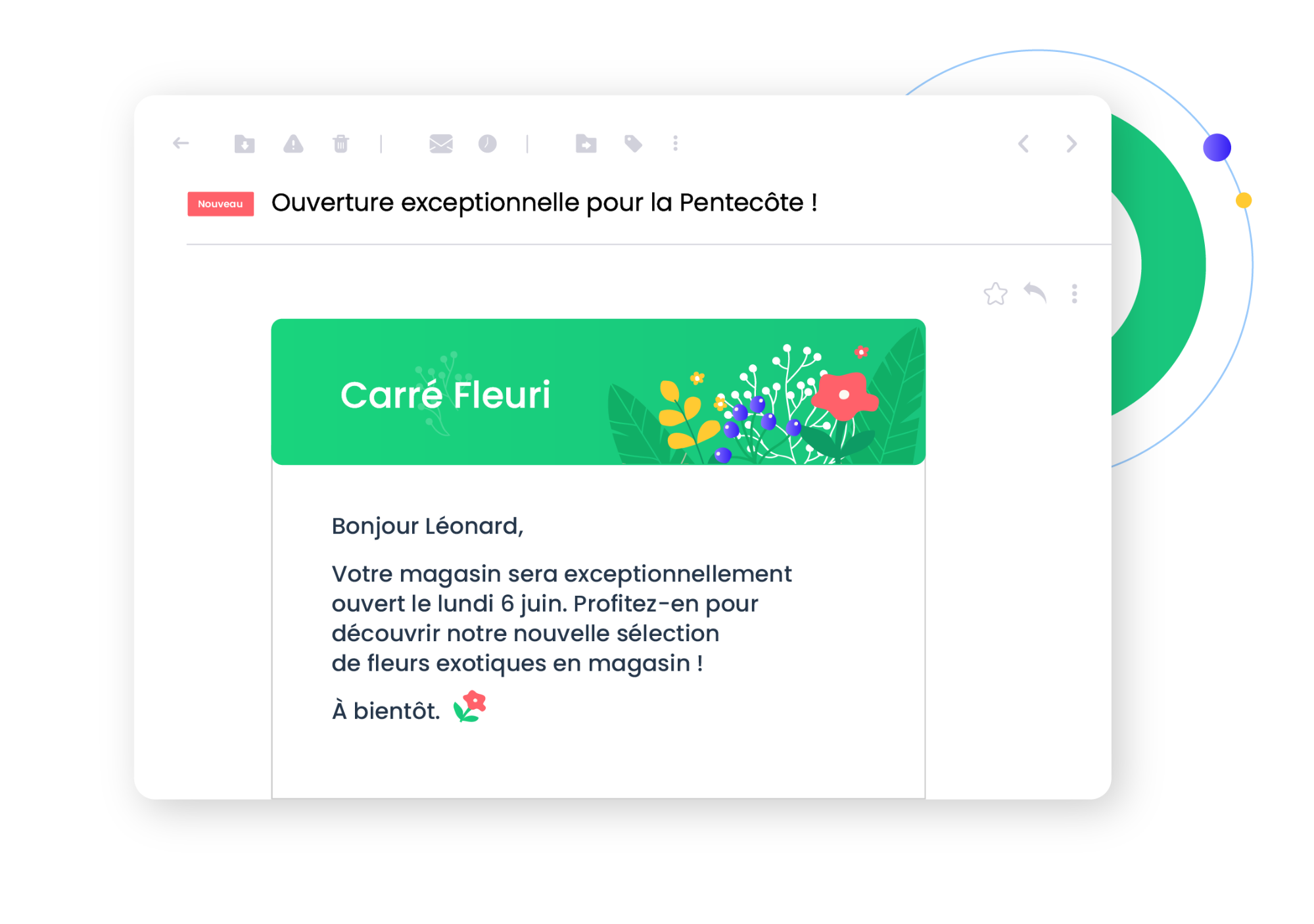 Email carré fleuri