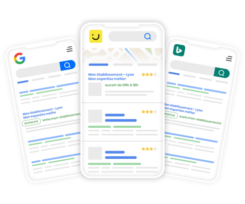Screen resultats Google PagesJaunes Bing